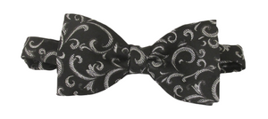 Black & Silver Ornate Lurex Bow Tie by Van Buck