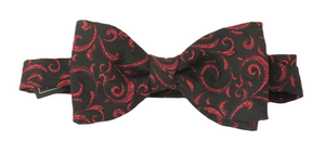 Black & Red Ornate Lurex Bow Tie by Van Buck