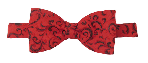 Red & Black Ornate Lurex Bow Tie by Van Buck