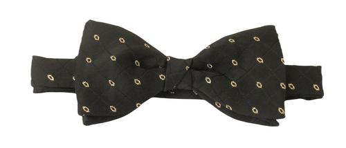 Black & Gold Oval Lurex Bow Tie by Van Buck