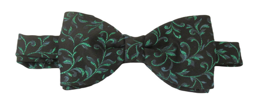 Black & Green Vine Lurex Bow Tie by Van Buck