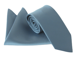 Airforce Blue Satin Wedding Tie and Pocket Square Set by Van Buck
