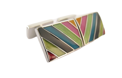 Van Buck Limited Edition Navy Multicoloured Stripes Rectangular Cufflinks