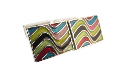 Van Buck Limited Edition Multicoloured Wave Pattern Cufflinks