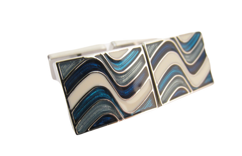 Van Buck Limited Edition Blue Wave Pattern Cufflinks