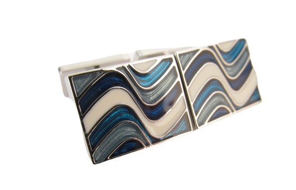 Van Buck Limited Edition Blue Wave Pattern Cufflinks