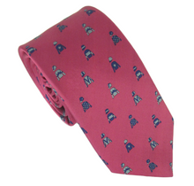 Pink & Blue Horse Jockey Silk Tie by Van Buck