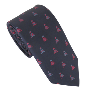 Navy & Pink Horse Jockey Silk Tie by Van Buck