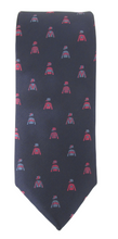 Navy & Pink Horse Jockey Silk Tie by Van Buck