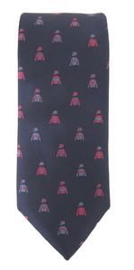 Navy & Pink Horse Jockey Silk Tie by Van Buck