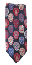 Limited Edition Navy & Red Skull Silk Tie by Van Buck