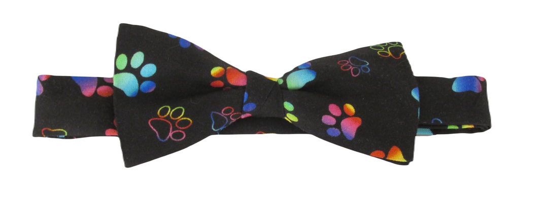 Neon Paw Print Bow Tie by Van Buck