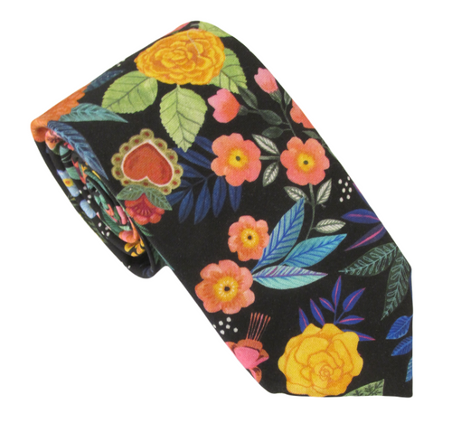 Garden Flowers Cotton Tie by Van Buck