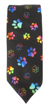 Neon Multi Paw Print Cotton Tie by Van Buck