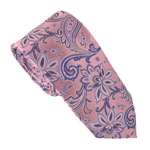 Pink Paisley Flower London Silk Tie by Van Buck