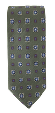 Green Square Flower London Silk Tie by Van Buck