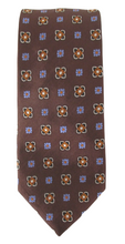 Brown Square Flower London Silk Tie by Van Buck