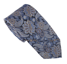 Navy & Blue Mystical Floral London Silk Tie by Van Buck