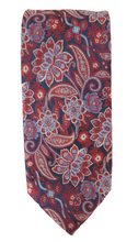 Navy & Red Mystical Floral London Silk Tie by Van Buck