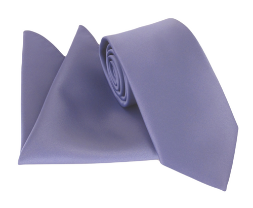 Lavender Satin Wedding Tie and Pocket Square Set by Van Buck