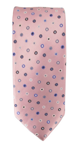 Pink Blue Dots London Silk Tie by Van Buck