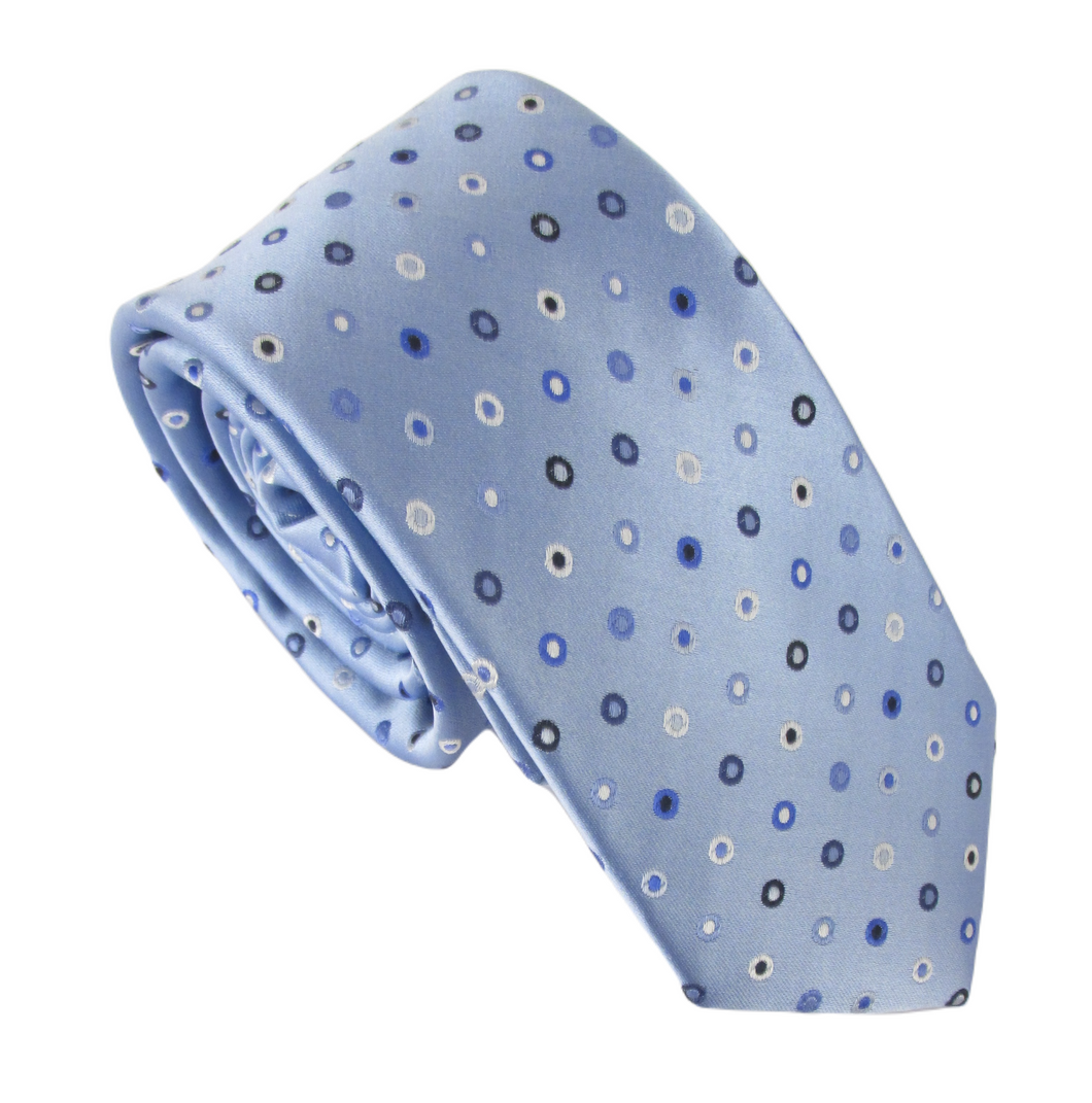 Blue White Dots London Silk Tie by Van Buck