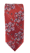 Red Floral Branch London Silk Tie by Van Buck