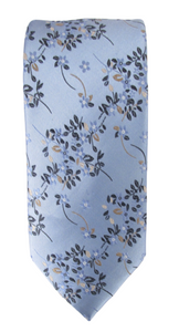 Blue Floral Branch London Silk Tie by Van Buck