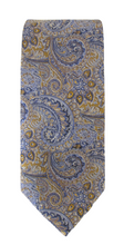 Gold & Blue Intricate Paisley London Silk Tie by Van Buck