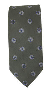 Green Medallion Slub London Silk Tie by Van Buck