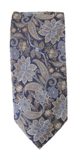 Navy & Beige Mystical Floral London Silk Tie by Van Buck