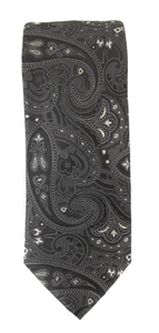 Black & White Large Paisley London Silk Tie by Van Buck