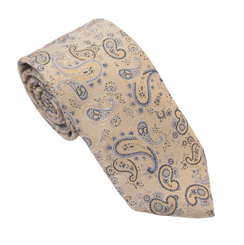 Beige Fancy Paisley Silk Red Label Silk Tie by Van Buck