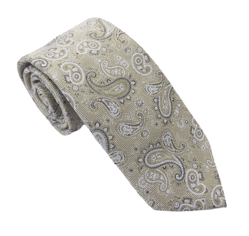 Green Fancy Paisley Silk Tie by Van Buck