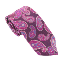 Cerise Bright Large Paisley Red Label Silk Tie by Van Buck