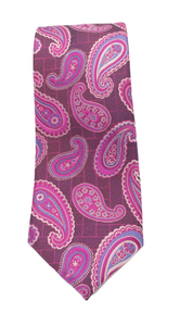 Cerise Bright Large Paisley Red Label Silk Tie by Van Buck