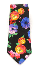 Black Floral Cotton Tie by Van Buck