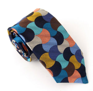 Van Buck Limited Edition Exclusive Navy and Teal Geometric Silk Tie