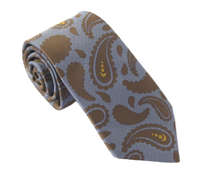 Blue Brown Paisley Textured Red Label Silk Tie by Van Buck