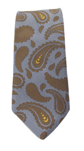 Blue Brown Paisley Textured Red Label Silk Tie by Van Buck