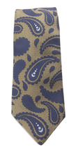 Tan Navy Paisley Textured Red Label Silk Tie by Van Buck