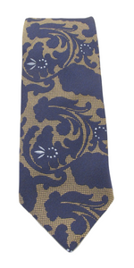 Navy Brown Paisley Floral Textured Red Label Silk Tie by Van Buck