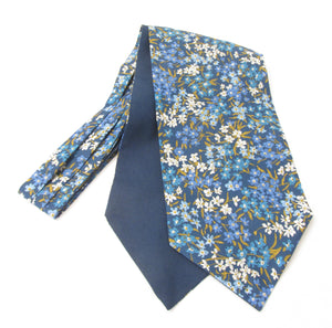 Sea Blossom Blue Cotton Cravat Made with Liberty Fabric