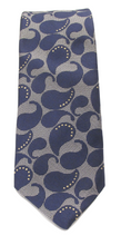 Navy Blue Grey Teardrop Paisley Textured Red Label Silk Tie by Van Buck