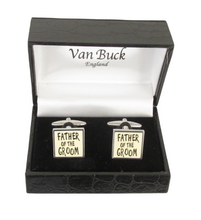 Father of the Groom Cream Square Wedding Cufflinks by Van Buck