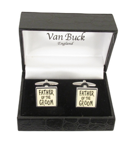 Father of the Groom Cream Square Wedding Cufflinks by Van Buck