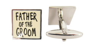 Father of the Groom Cream Square Wedding Cufflinks by Van Buck