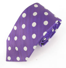 Purple Silk Tie With Large White Polka Dots by Van Buck