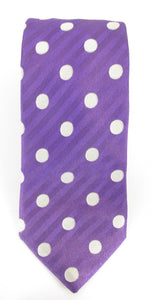 Purple Silk Tie With Large White Polka Dots by Van Buck