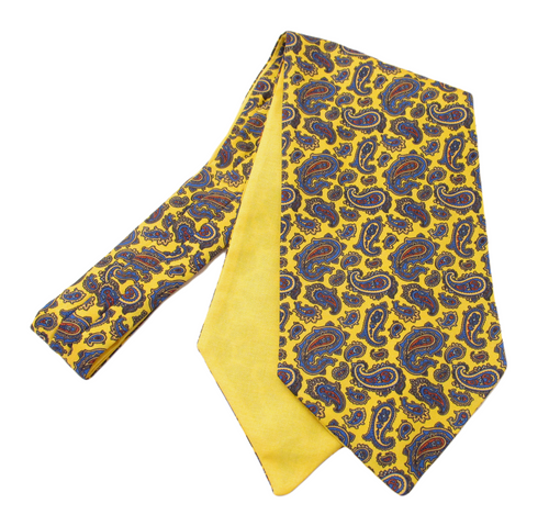 Gold Classic Paisley Fancy Silk Cravat by Van Buck